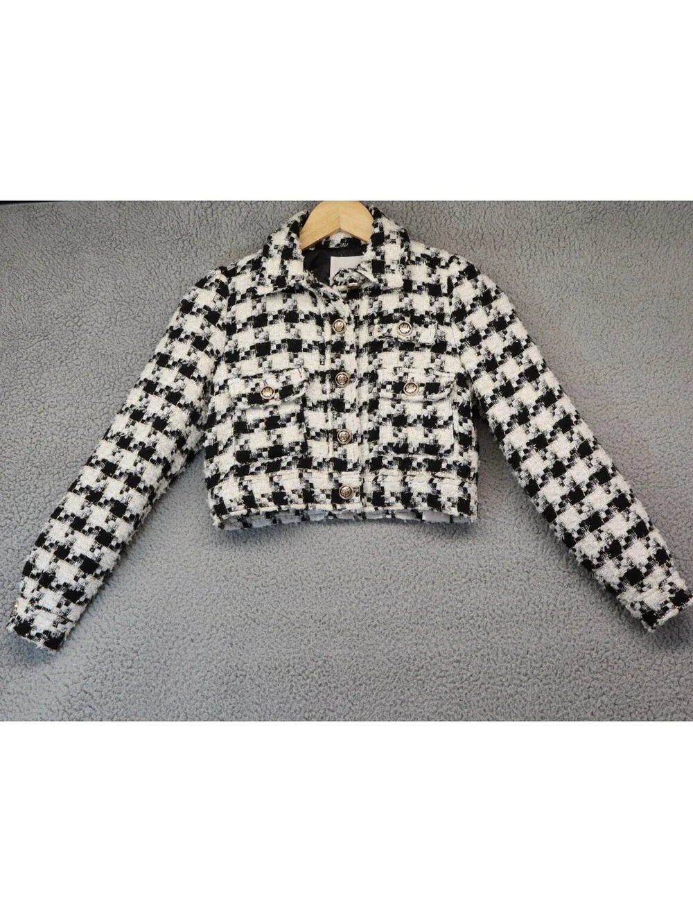 Houndstooth Jacket Youth Medium Designer Boucle Blazer